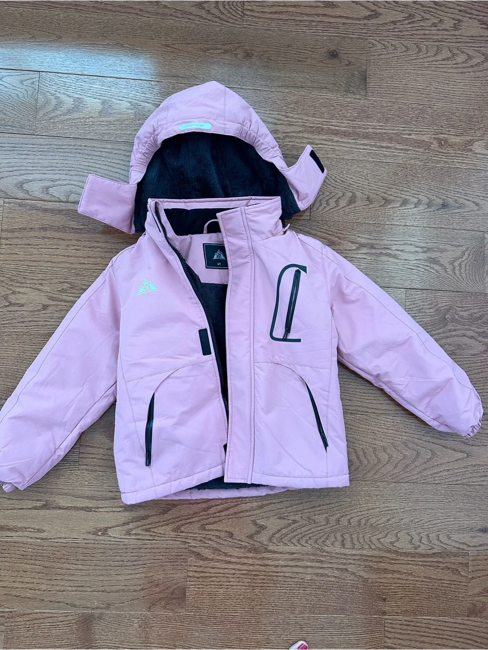 Kids Pink Hooded Winter Jacket - 6-7